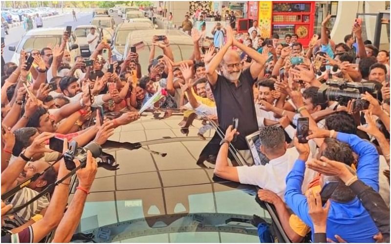 Rajinikanth Mobbed By Fans Outside Coimbatore Airport; Thalaivar Greets Them With A Smile- WATCH VIDEO