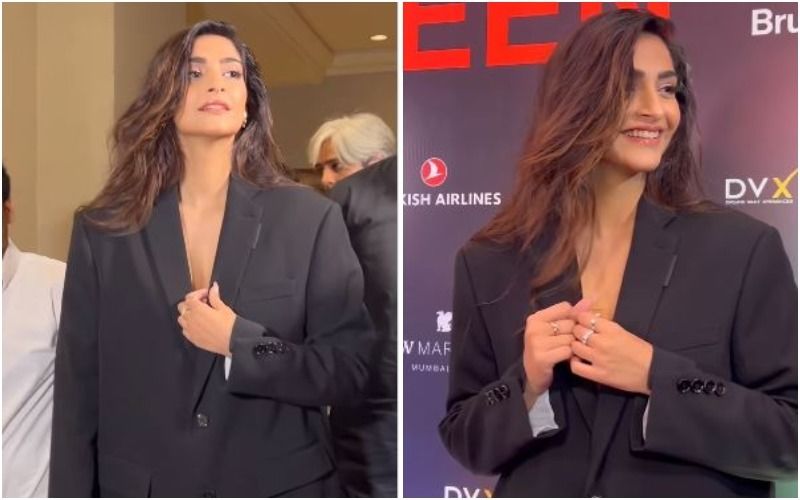 Sonam Kapoor Looks Uncomfortable In This Bold Black Blazer, Actress Kept Adjusting Her Plunging Neckline At A Public Event - WATCH VIDEO