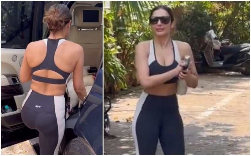 Malaika Arora Looks Super Hot In THIS Black And White Body-Fit Gym Outfit, Flaunts Her Sexy Midriff - WATCH