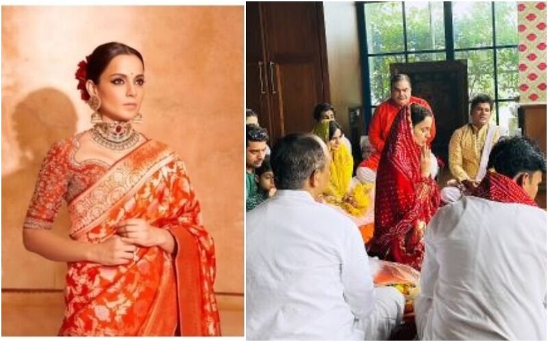 Kangana Ranaut Wears A Red Bandhani Outfit During A Puja At Her Shimla Home; Actress Shares A Snippet From The Ocassion- PIC INSIDE