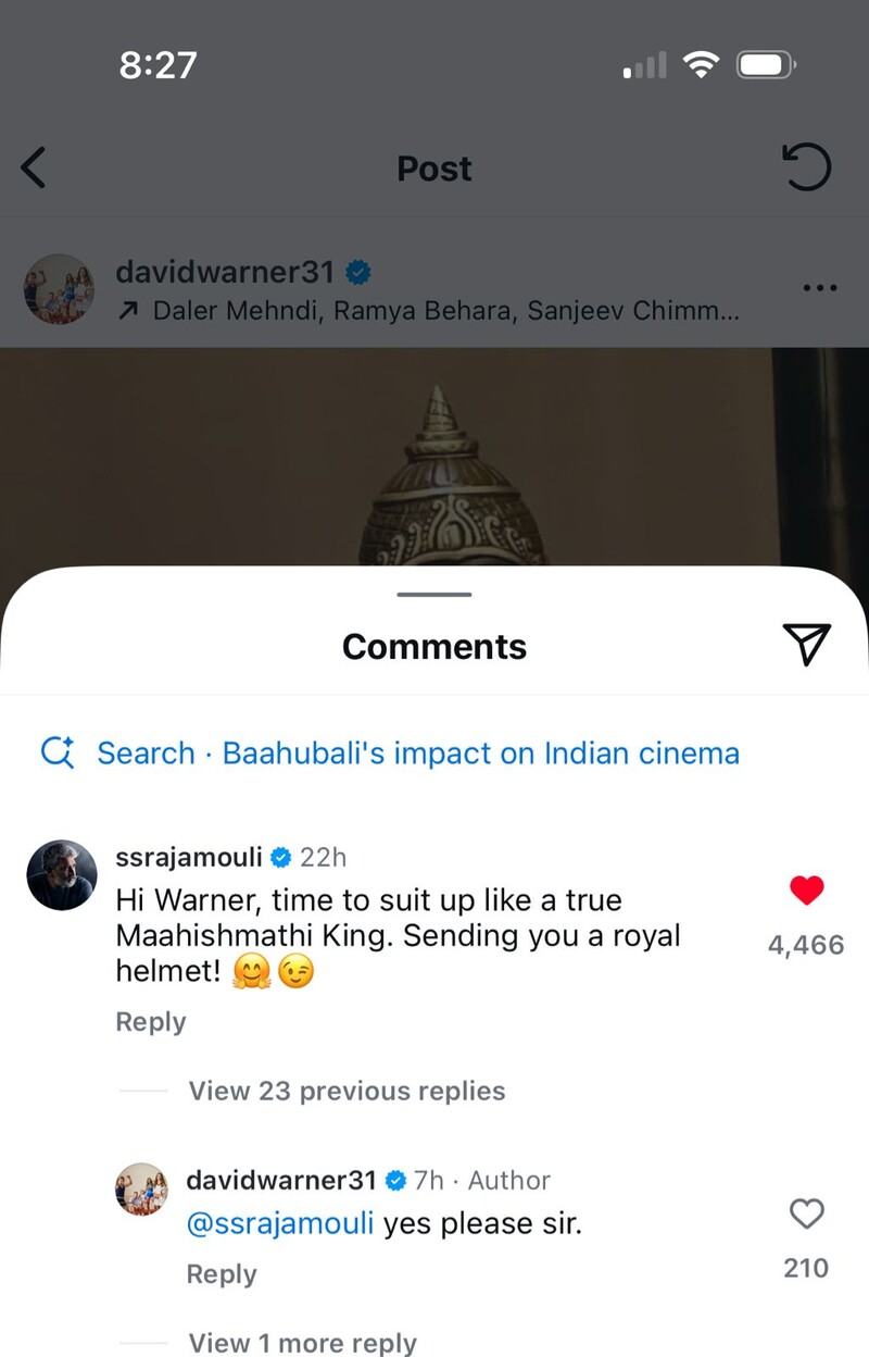 watch it the fever of baahubali continues to thrive as david warner steps into the character