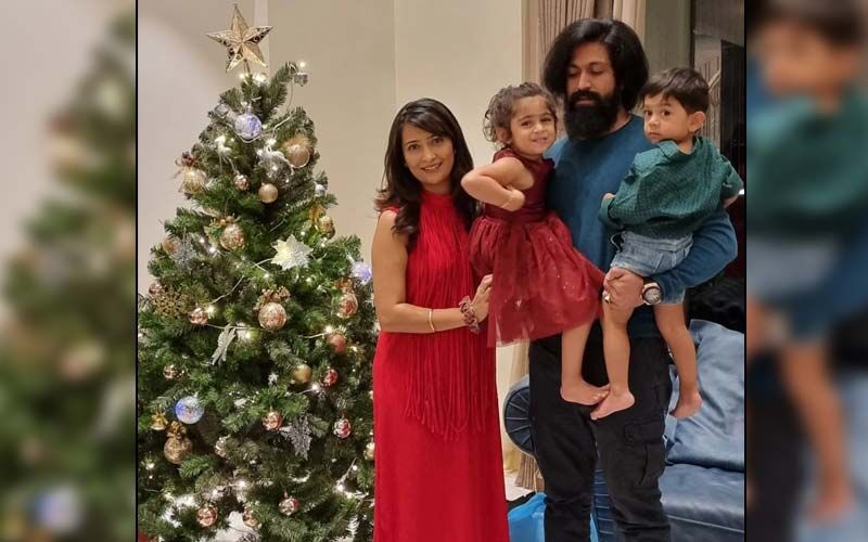 VIRAL! KGF Star Yash, Wife Radhika Pandit And Their Kids Pose Next To The Christmas Tree; Family Pic Is Too Cute For Words