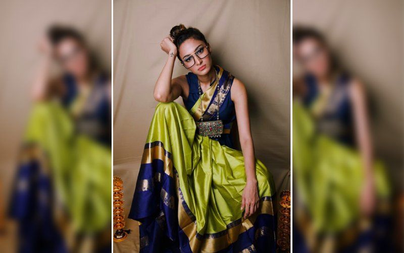 Kasautii Zindagii Kay 2's Prerna Sharma Aka Erica Fernandes' 'Work From Home' Look Is A Green And Blue Silk Saree Teamed With Massive Statement Spectacles