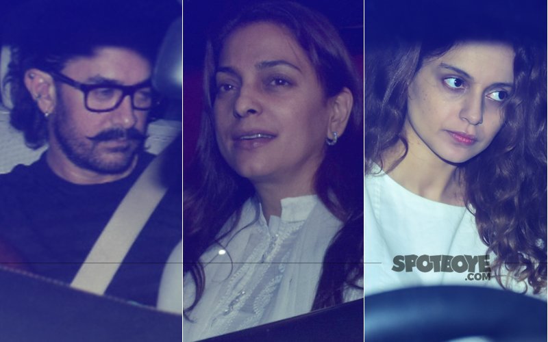 Aamir Khan, Juhi Chawla & Kangana Ranaut At Boney Kapoor’s House To Condole Sridevi’s Demise
