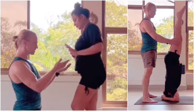 Aashka Goradia Performs A Headstand During Her Second Trimester; Worried Fans Say, ‘I’m Scared Just By Seeing It’- WATCH