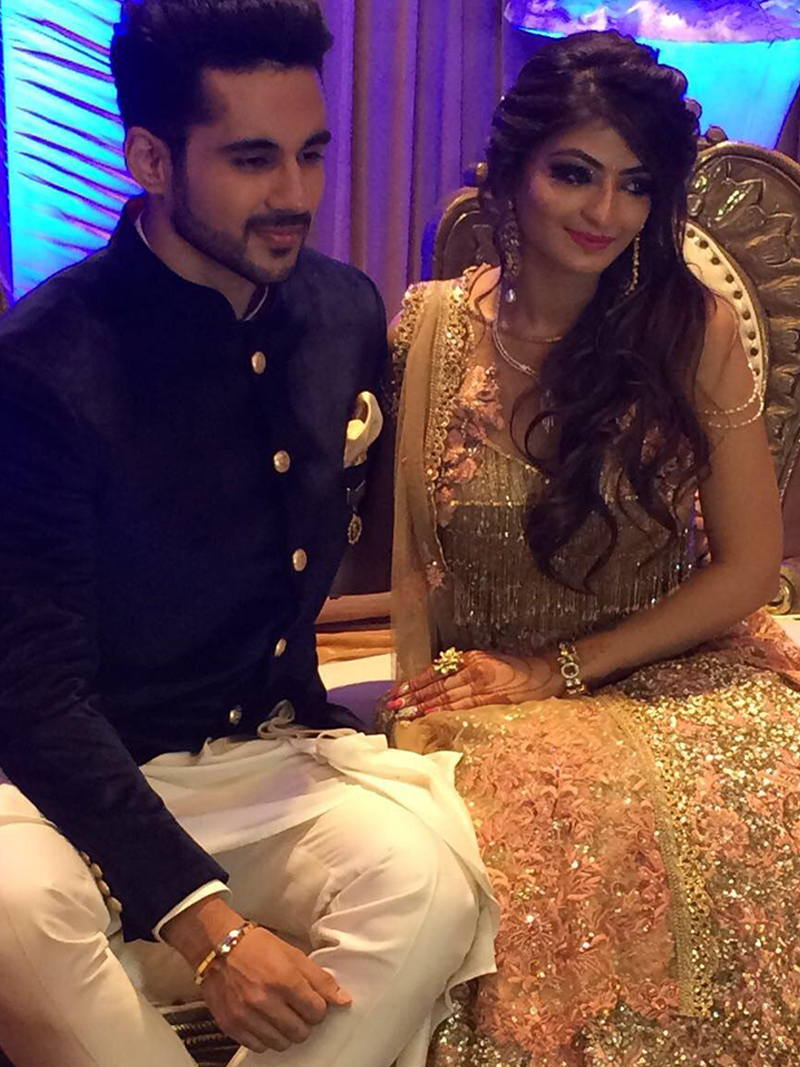 abhishek bajaj and akanksha jindal at their engagement