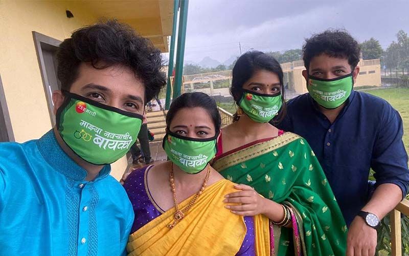 Majhya Navryachi Bayko Cast Abhijeet Khandkekar, Anita Date Kelkar, Rasika Sunil And Others Shoot In Nashik With Their Masks On