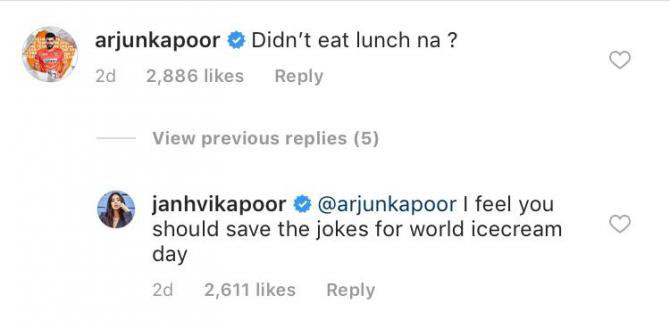 janhvi reply to arjun kapoor