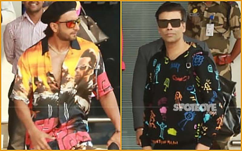 Ranveer Singh And Karan Johar COMPETE HARD In Their Colourful Travel Vogue As They Leave For Guwahati