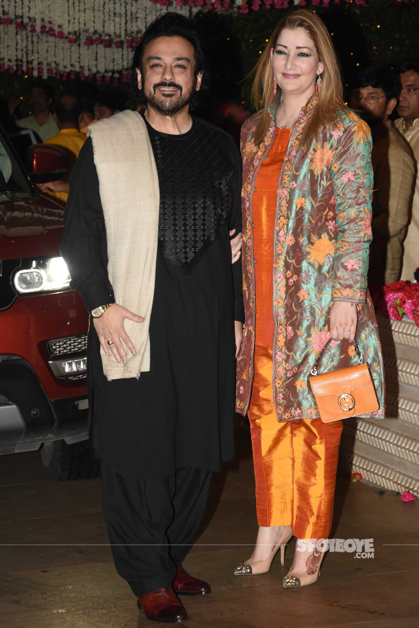 adnan sami with wife at ambani ganpati celebration