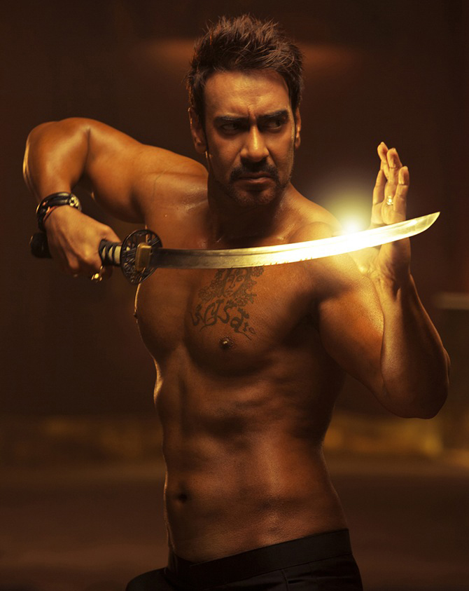 ajay devgn shows off his sword fighting skills