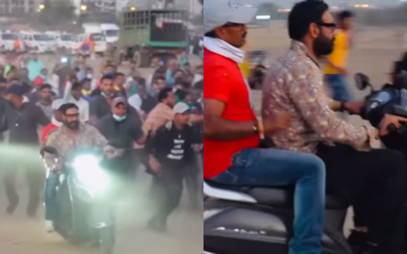 WATCH! Ajay Devgn CHASED By A Mob Who Ran Behind Him While Riding A Scooter On Sets Of His Film ‘Bholaa’