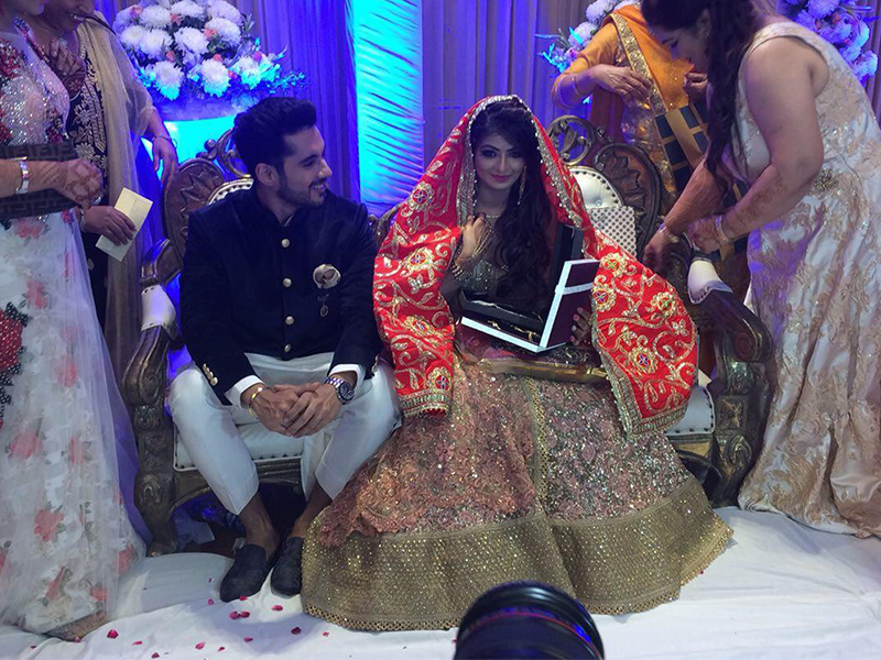 akansha jindal and abhishek bajaj snapped at the engagement
