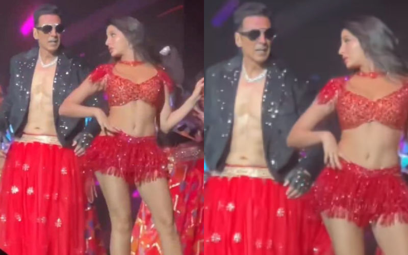 Akshay Kumar Struggles To Remove Red Lehenga While Dancing With Nora Fatehi On The Stage At US Tour’s Atlanta Show-See Viral Video
