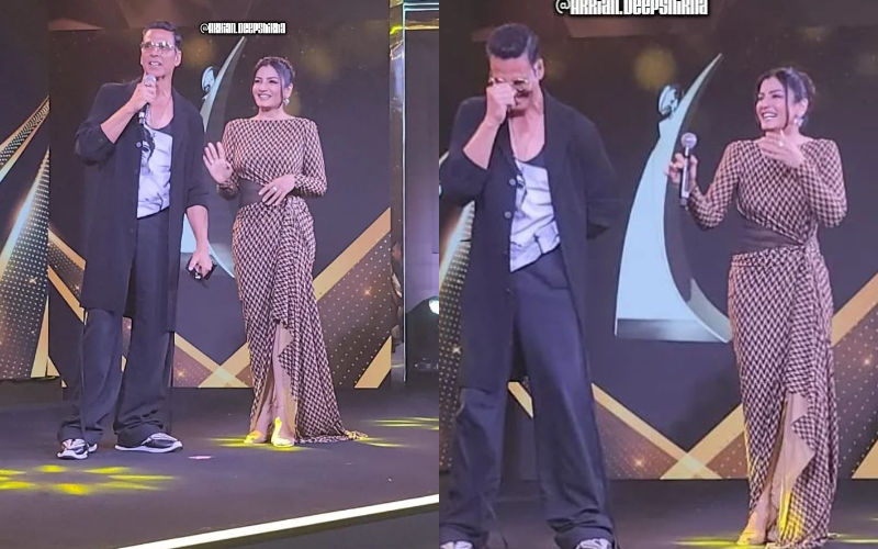 Exes Akshay Kumar, Raveena Tandon Share Hugs On Stage, Actress Shows Him Her Heels; Netizens Say ‘Yeh Kya Dekh Liya Asambhav’-See VIDEO