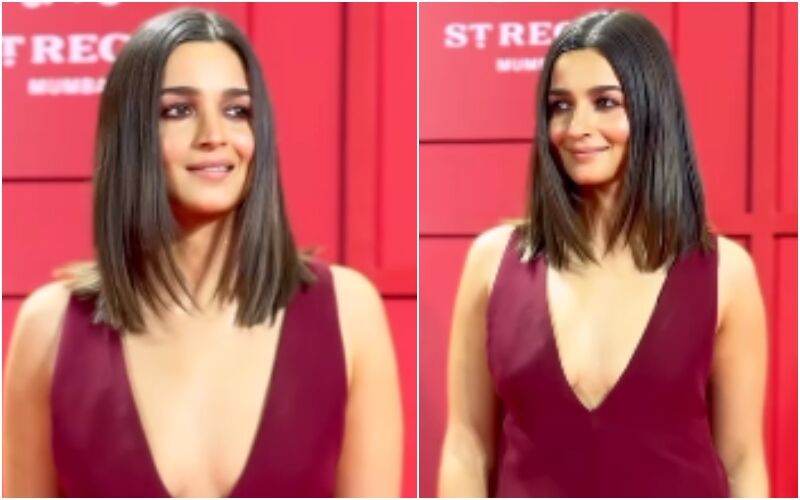 Alia Bhatt Stuns In A Plunging Neckline Wine-Coloured Outfit, As She Attends The GQ Men Of The Year Event; Video Goes Viral- WATCH