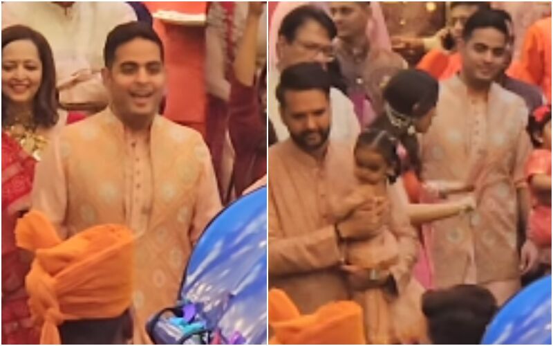 Akash Ambani Cutely Tells Wifey Shloka Mehta To Smile As She Happily Dances During Sister-In-Law-To-Be Radhika Merchant’s Mameru Ceremony-WATCH