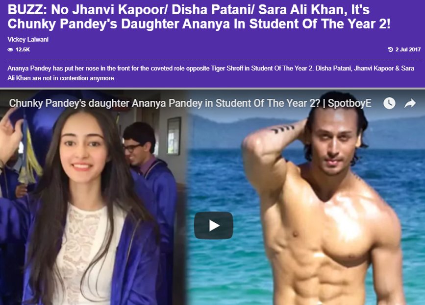 ananya pandey in karan johar student of the year 2 along with tiger shroff