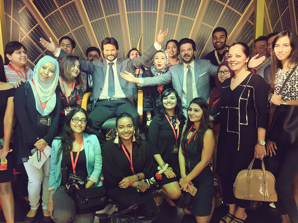 anil kapoor at the wax statue museum with the team with the wax statue