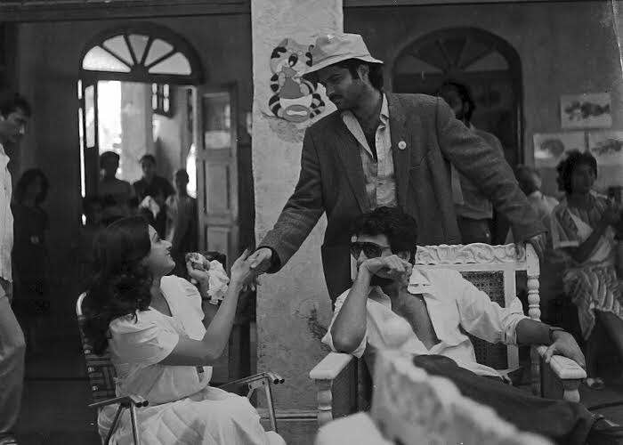 anil kapoor sridevi shake hands shooting mr india on sets