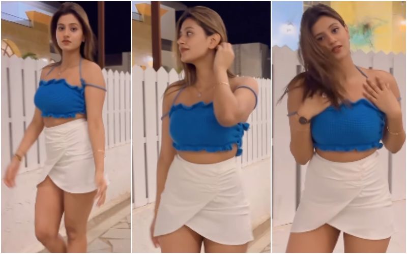 Anjali Arora Flaunts Her Curves In A White Mini Skirt And Blue Crop Top; Netizen Says, ‘Queen Of My Heart’