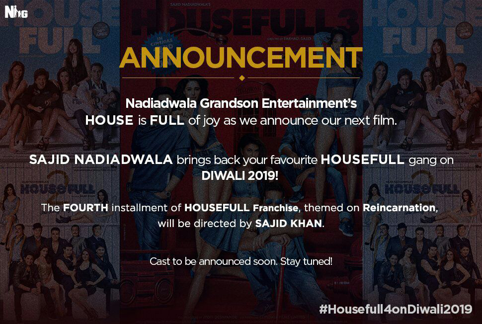 announcement of release date of housefull 4