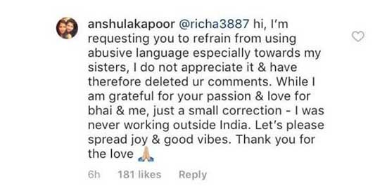 anushala kapoor slams the troll on instagram