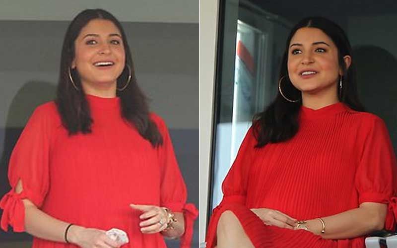 IPL 2020: Preggers and Glowing Anushka Sharma Cheers For Hubby Virat Kohli Looking Cute As Tomato In A Red Dress – View Pics