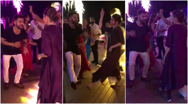 anushka sharma and virat kohli dancing at zaheer and sagrika wedding