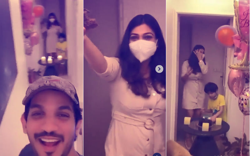 Arjun Bijlani Celebrates COVID-19 Positive Wife Neha Swami's Birthday Maintaing Social Distancing, STRICTLY No Hugs Or Kisses - Watch Videos