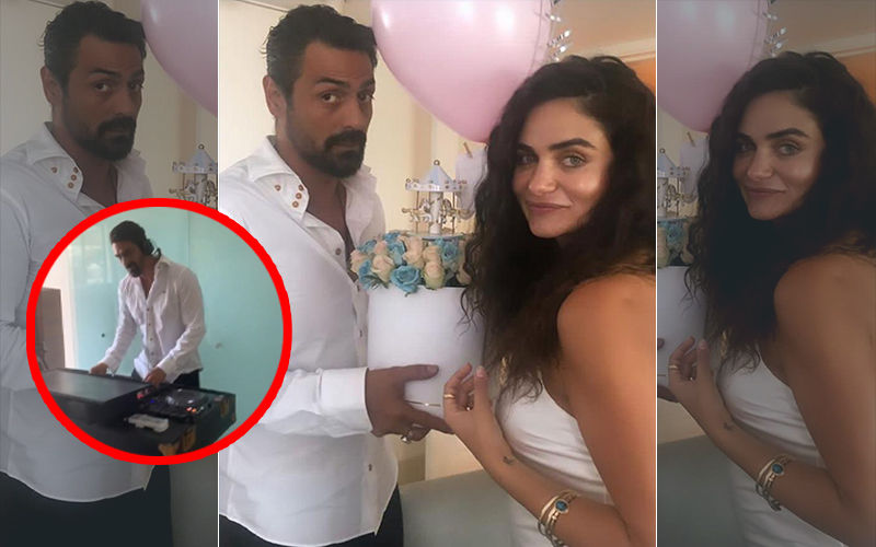 Arjun Rampal Twinning In White With Girlfriend Gabriella On Her Baby Shower; Actor Turns DJ For The Night- VIEW PICS
