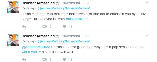 armaan malik trolled by beliebers for his negative comment