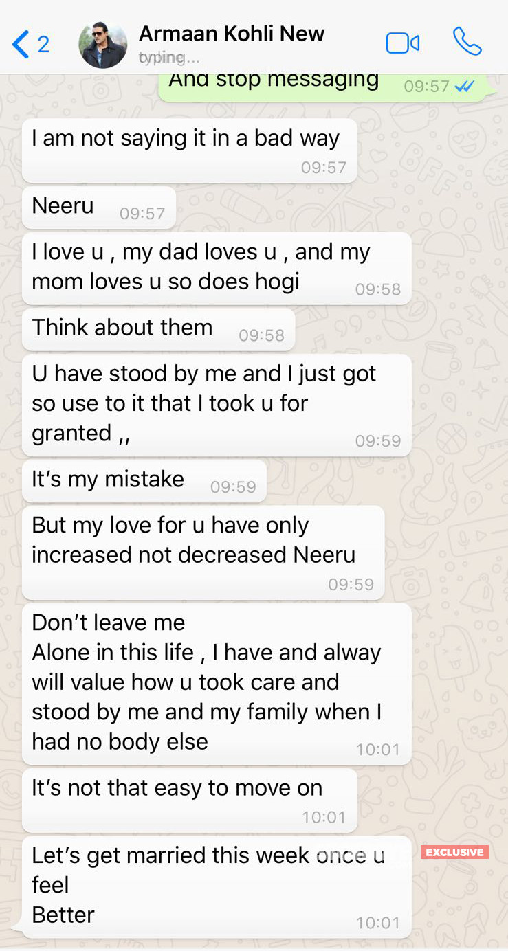 armaan kholi watsapp messages