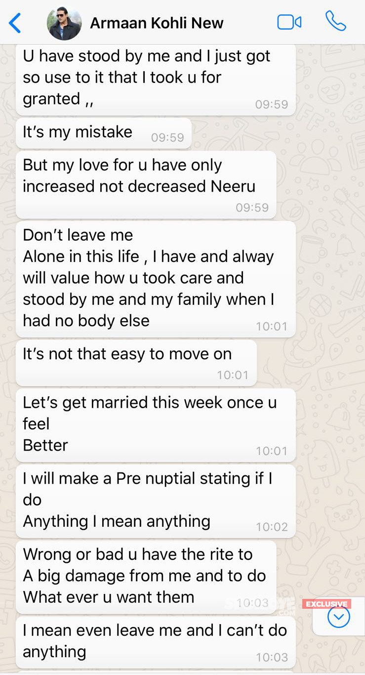 armaan kholi watsapp messages