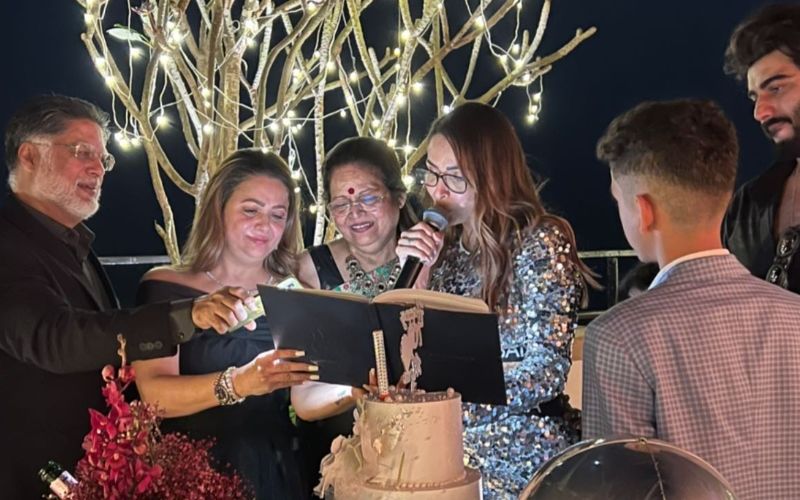 Arjun Kapoor Joins Malaika Arora’s Mother Joyce’s 70th Birthday Celebration; Cuts The Cake With The Family- Take A Look