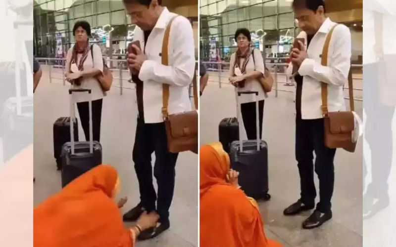 VIRAL! Woman Touches Feet Of Ramayan’s Ram Aka Arun Govil At Airport As She Lays At His Feet And Prays To Him-See VIDEO