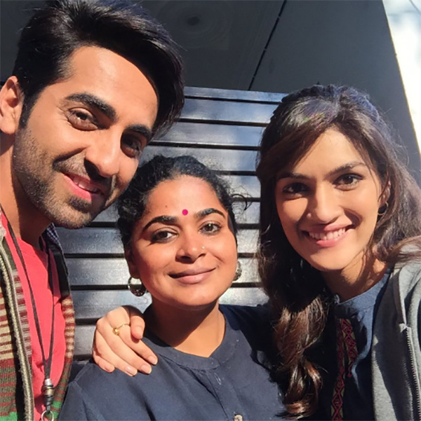 ashwini iyer with barielly ki barfi stars ayushmann khurrana and kriti sanon