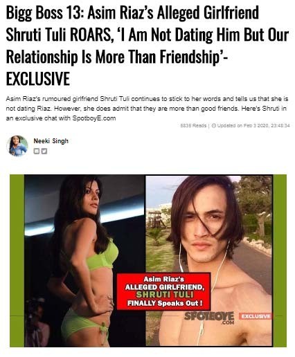 Shruti Xxx 2019 - Bigg Boss 13: Himanshi Khurana 'Respects Shruti Tuli' For Not Accepting Her  Relationship With Asim Riaz; Says, 'She Understands'- EXCLUSIVE