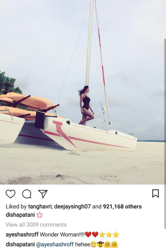 ayesha shroff comment on disha patani instagram post