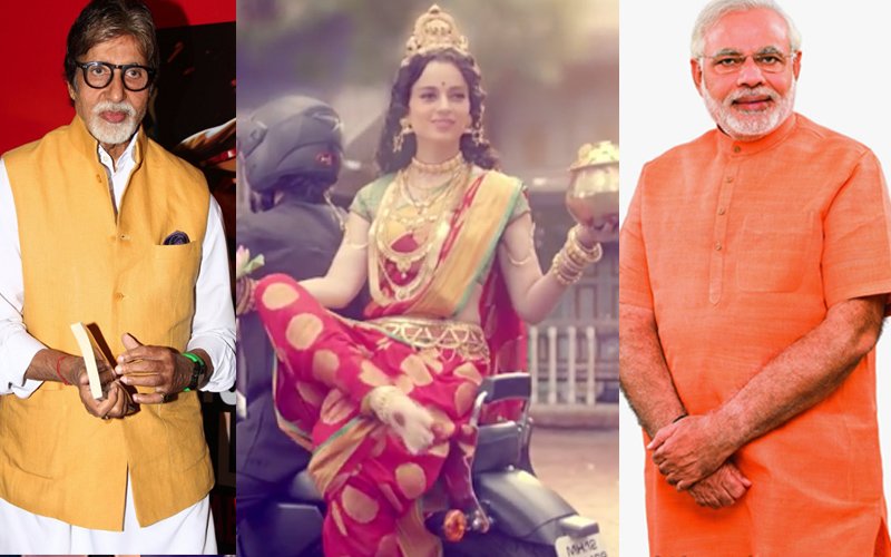 Narendra Modi applauds Amitabh Bachchan and Kangana Ranaut