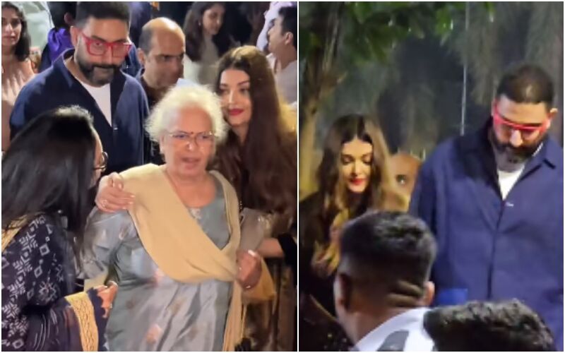Abhishek Bachchan Helps Wife Aishwarya Rai Bachchan’s Mother Walk Through The Crowd, Amid Separation Reports- Videos Inside