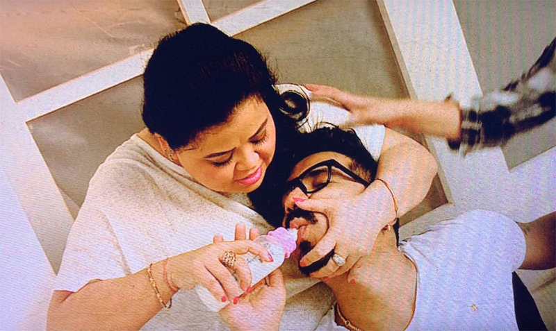 bharti singh and harsh limbachiyaa antiques with a milk bottle