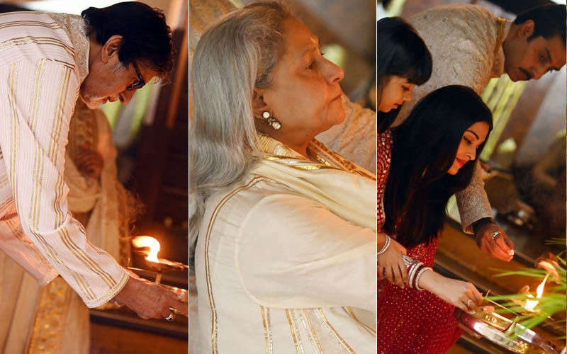 Precious INSIDE PICS From Bachchans' Diwali Pooja At Jalsa: Amitabh Bachchan Offers Prayers With Aaradhya; Aishwarya-Abhishek Bachchan Join In