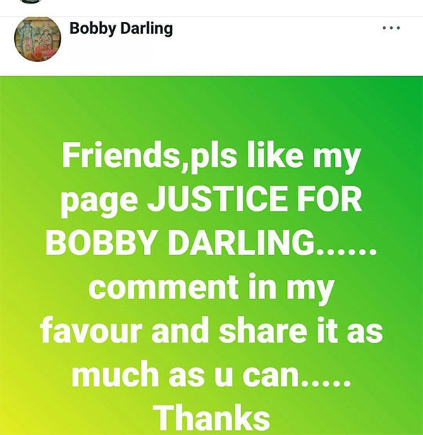 bobby darling fb page post