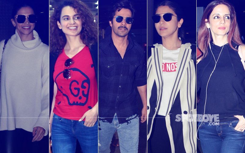 Airport Diaries: Deepika Padukone, Kangana Ranaut, Anushka Sharma, Varun Dhawan, Sussanne Khan's Head-Turning Looks