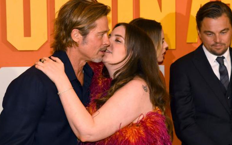 Brad Pitt Receives A Kiss From His Once Upon A Time In Hollywood Co-Star Lena Dunham