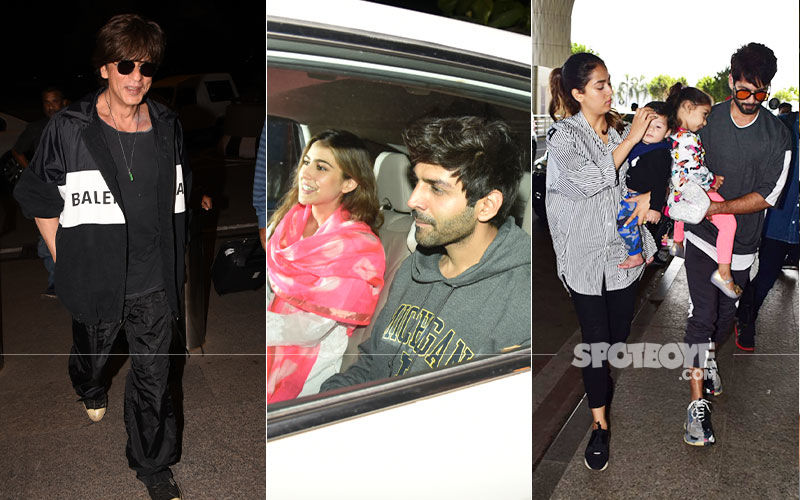 Celeb Spottings: Shah Rukh Khan Papped At Airport, Kartik-Sara Clicked Post Film Shoot, Shahid Kapoor Snapped With Wife And Kids