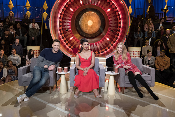 celebrity judges: joel mchale, priyanka chopra and wendy mclendon covey on the gong show