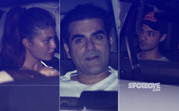 Jacqueline Fernandez, Arbaaz Khan & Aayush Sharma At Salman Khan’s Residence