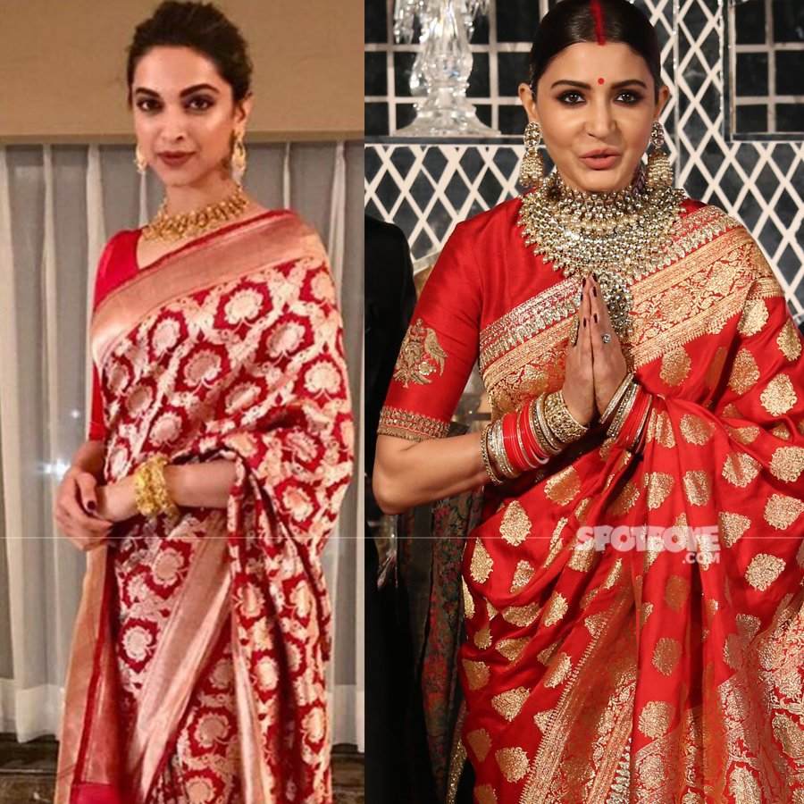 deepika padukone and anushka sharma wear a similar saree